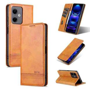 For Xiaomi Redmi Note 12 China AZNS Magnetic Calf Texture Leather Phone Case(Light Brown)