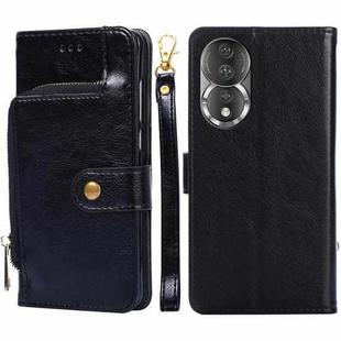 For Honor 80 Zipper Bag Leather Phone Case(Black)