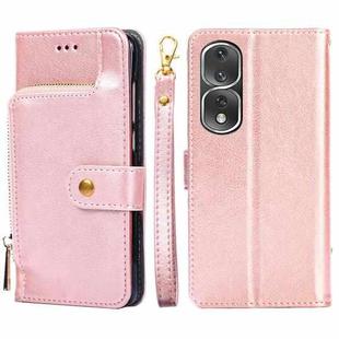 For Honor 80 Pro Zipper Bag Leather Phone Case(Rose Gold)