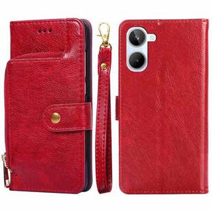 For Realme 10 4G Zipper Bag Leather Phone Case(Red)