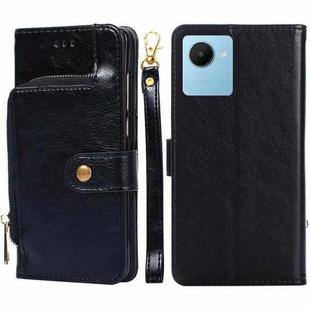 For Realme C30s Zipper Bag Leather Phone Case(Black)