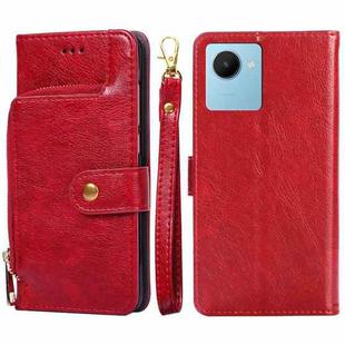 For Realme C30s Zipper Bag Leather Phone Case(Red)
