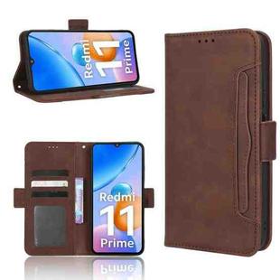 For Xiaomi Redmi 11 Prime 4G Skin Feel Calf Texture Card Slots Leather Phone Case(Brown)