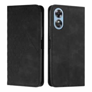 For OPPO A17 Diamond Splicing Skin Feel Magnetic Leather Phone Case(Black)