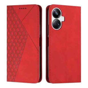 For Realme 10 Pro+ Diamond Splicing Skin Feel Magnetic Leather Phone Case(Red)