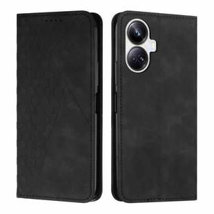 For Realme 10 Pro+ Diamond Splicing Skin Feel Magnetic Leather Phone Case(Black)