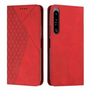 For Sony Xperia 1 IV Diamond Splicing Skin Feel Magnetic Leather Phone Case(Red)
