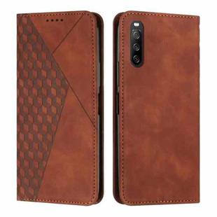 For Sony Xperia 10 IV Diamond Splicing Skin Feel Magnetic Leather Phone Case(Brown)