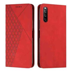 For Sony Xperia 10 IV Diamond Splicing Skin Feel Magnetic Leather Phone Case(Red)