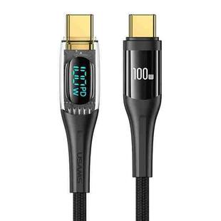 USAMS Type-C to Type-C PD100W Aluminum Alloy Transparent Digital Display Fast Charge Data Cable, Cable Length:1.2m(Black)