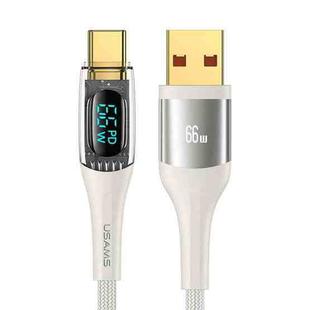 USAMS USB to Type-C 66W Aluminum Alloy Transparent Digital Display Fast Charge Data Cable, Cable Length:2m(Beige)