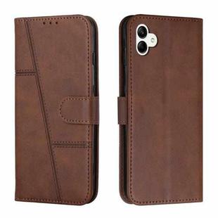 For Samsung Galaxy A04e Stitching Calf Texture Buckle Leather Phone Case(Brown)