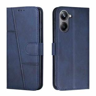 For Realme 10 4G Stitching Calf Texture Buckle Leather Phone Case(Blue)