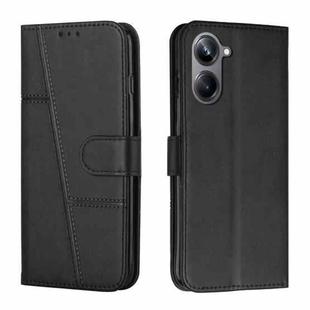 For Realme 10 Pro Stitching Calf Texture Buckle Leather Phone Case(Black)