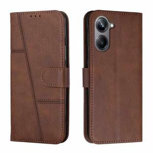 For Realme 10 Pro Stitching Calf Texture Buckle Leather Phone Case(Brown)