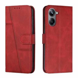 For Realme 10 Pro Stitching Calf Texture Buckle Leather Phone Case(Red)