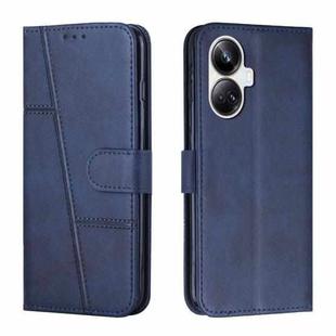For Realme 10 Pro+ Stitching Calf Texture Buckle Leather Phone Case(Blue)
