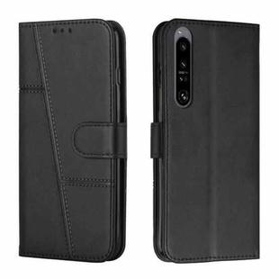 For Sony Xperia 1 IV Stitching Calf Texture Buckle Leather Phone Case(Black)