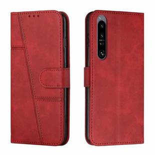 For Sony Xperia 1 IV Stitching Calf Texture Buckle Leather Phone Case(Red)