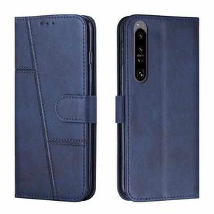 For Sony Xperia 1 IV Stitching Calf Texture Buckle Leather Phone Case(Blue)