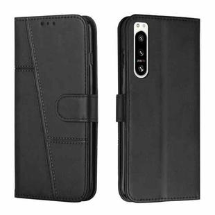 For Sony Xperia 5 IV Stitching Calf Texture Buckle Leather Phone Case(Black)