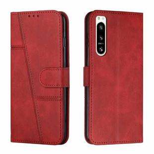 For Sony Xperia 5 IV Stitching Calf Texture Buckle Leather Phone Case(Red)