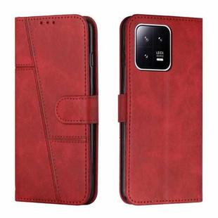 For Xiaomi 13 Stitching Calf Texture Buckle Leather Phone Case(Red)