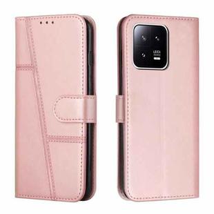 For Xiaomi 13 Stitching Calf Texture Buckle Leather Phone Case(Rose Gold)