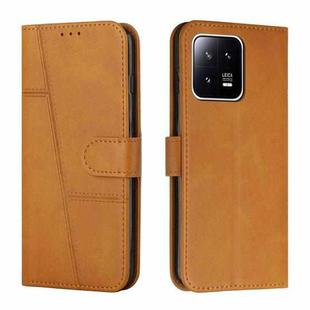 For Xiaomi 13 Stitching Calf Texture Buckle Leather Phone Case(Yellow)