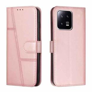 For Xiaomi 13 Pro Stitching Calf Texture Buckle Leather Phone Case(Rose Gold)