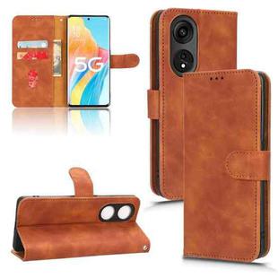 For OPPO A1 Pro Skin Feel Magnetic Flip Leather Phone Case(Brown)