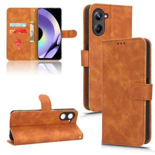 For Realme 10 Pro Skin Feel Magnetic Flip Leather Phone Case(Brown)