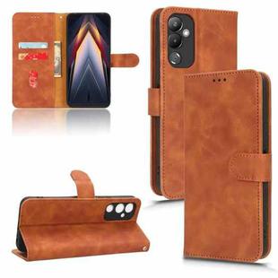 For Tecno Pova 4 Skin Feel Magnetic Flip Leather Phone Case(Brown)