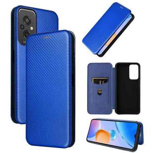 For Xiaomi Redmi 11 Prime 4G Carbon Fiber Texture Flip Leather Phone Case(Blue)