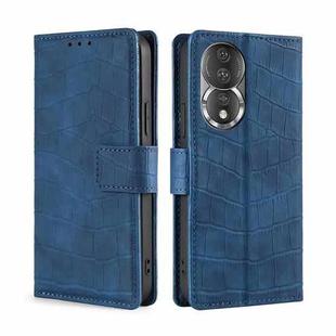 For Honor 80 Skin Feel Crocodile Magnetic Clasp Leather Phone Case(Blue)