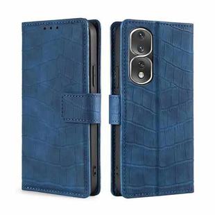 For Honor 80 Pro Skin Feel Crocodile Magnetic Clasp Leather Phone Case(Blue)