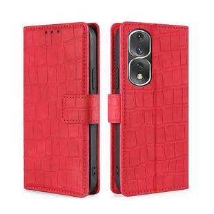 For Honor 80 Pro Skin Feel Crocodile Magnetic Clasp Leather Phone Case(Red)