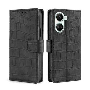 For Huawei nova 10 SE Skin Feel Crocodile Magnetic Clasp Leather Phone Case(Black)