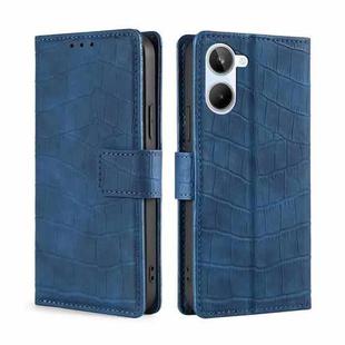 For Realme 10 4G Skin Feel Crocodile Magnetic Clasp Leather Phone Case(Blue)