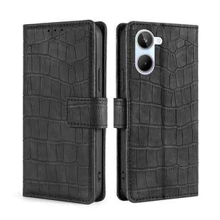 For Realme 10 4G Skin Feel Crocodile Magnetic Clasp Leather Phone Case(Black)