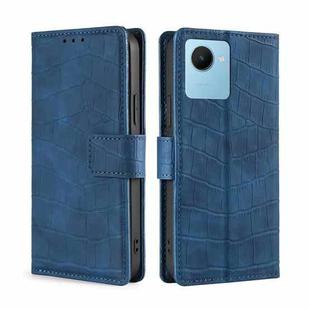 For Realme C30s Skin Feel Crocodile Magnetic Clasp Leather Phone Case(Blue)