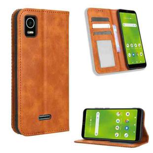 For Cricket Debut Smart Magnetic Buckle Retro Texture Leather Phone Case(Brown)