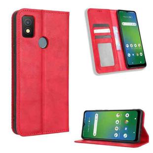 For Cricket Icon 4 Magnetic Buckle Retro Texture Leather Phone Case(Red)