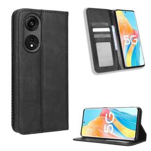 For OPPO A1 Pro Magnetic Buckle Retro Texture Leather Phone Case(Black)