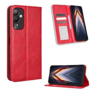 For Tecno Pova 4 Magnetic Buckle Retro Texture Leather Phone Case(Red)