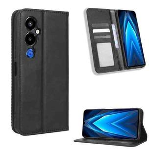 For Tecno Pova 4 Pro Magnetic Buckle Retro Texture Leather Phone Case(Black)
