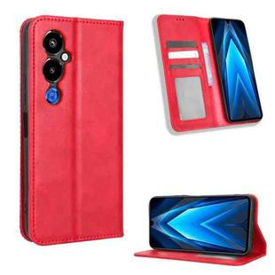 For Tecno Pova 4 Pro Magnetic Buckle Retro Texture Leather Phone Case(Red)