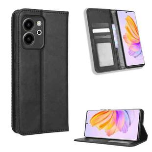For Honor 80 SE 5G Magnetic Buckle Retro Texture Leather Phone Case(Black)