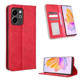 For Honor 80 SE 5G Magnetic Buckle Retro Texture Leather Phone Case(Red)