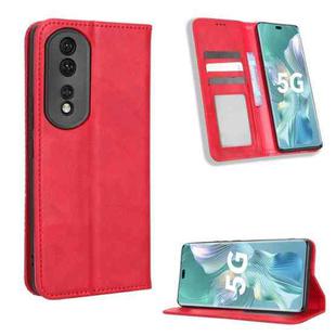 For Honor 80 Pro 5G Magnetic Buckle Retro Texture Leather Phone Case(Red)
